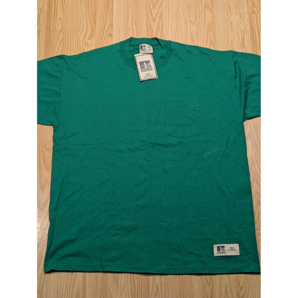Russell Athletic Mens Vintage Y2K Pro Cotton Pocket T-Shirt Green XL